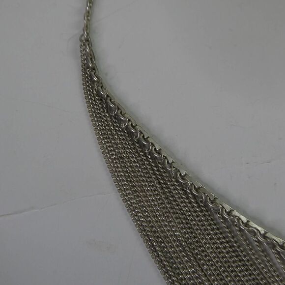 Sterling Silver Layered Chain Statement Bib Necklace 925 Vintage 23.9 Grams - Picture 2 of 10
